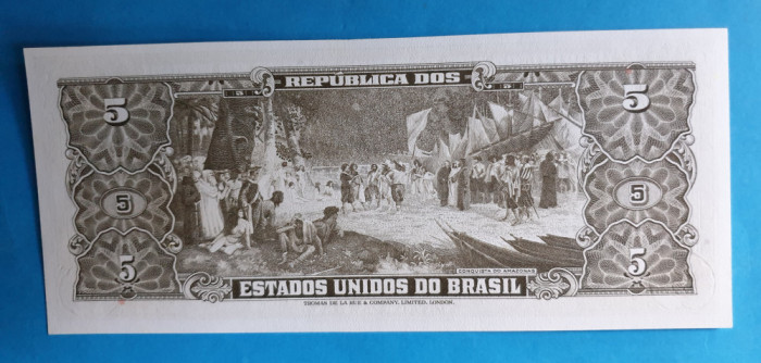 5 Cruzeiros nedatata anii 1970 Bancnota veche Brazilia - SUPERBA