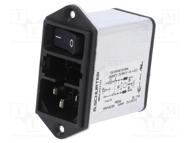 Conector alimentare AC SCHURTER soclu tată 2A 250V C14 ecranat