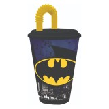 Pahar cu pai si capac, Stor, Batman, 430 ml