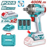 TOTAL - MASINA DE INSURUBAT CU IMPACT CU ACUMULATOR 20V-2.0AH LI-ION (INCLUDE 2 ACUMULATORI,1 INCARC PowerTool TopQuality