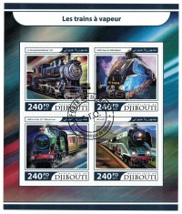 DJIBOUTI 2017 - Trenuri cu aburi/ set complet - colita + bloc
