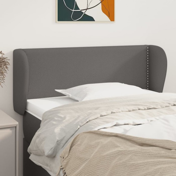 vidaXL Tăblie de pat cu aripioare gri 93x23x78/88 cm piele ecologică 3117086