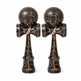 Cumpara ieftin Set de doua Kendama X Originala, Profesionala, DEPOX&reg;, Cracked, Lemn, 18 cm, Negru/Auriu