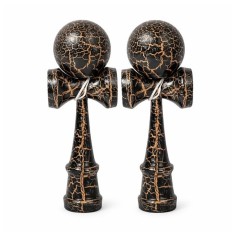 Set de doua Kendama X Originala, Profesionala, DEPOX&reg;, Cracked, Lemn, 18 cm, Negru/Auriu