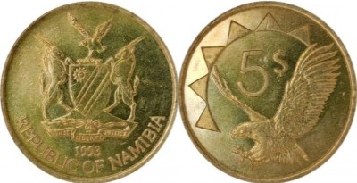 Namibia 1993 - 5 dollars, circulata foto