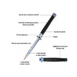 Cumpara ieftin Briceag tip Stiletto, multicolor, deschidere manuala, lungime 33 cm, lama metalica