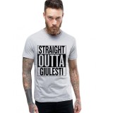 Tricou barbati gri cu text negru - Straight Outta Giulesti - XL