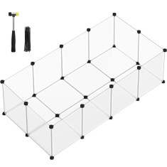 SONGMICS Tarc pentru animale mici rozatoare, din plastic, modulara DIY, 143 x 73 x 46 cm, alb Household NewTrend