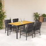vidaXL Set mobilier de grădină cu perne, 5 piese, negru, poliratan 3212044