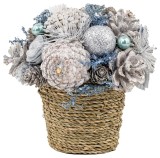 Aranjament floral de Craciun MagicHome, natural, crem, 19x19 cm