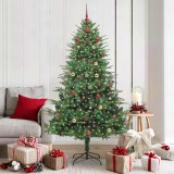 vidaXL Brad de Crăciun artificial pre-luminat cu set de bile Verde 3395356