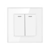 Intrerupator Dublu Cap Scara Cu Panou Din Sticla Securizata Techstar® TGS 01, 220V, 16A, 86 X 86 Mm, Alb, cu 2 Module
