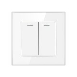 Cumpara ieftin Intrerupator Dublu Cap Scara Cu Panou Din Sticla Securizata Techstar&reg; TGS 01, 220V, 16A, 86 X 86 Mm, Alb, cu 2 Module