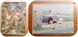H397-I-Lot 23 Tablouri pictura veche in creta color anii 1912-1940 semnate. Marimi intre: 28/20 si 32/ 24, cateva mai mici.