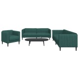 vidaXL Set canapele, 3 piese, verde &icirc;nchis, material textil