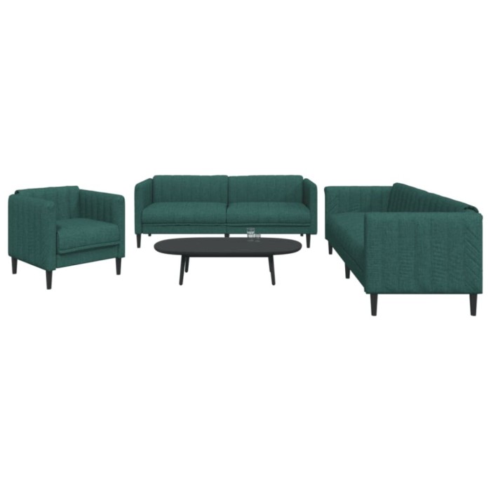 vidaXL Set canapele, 3 piese, verde &icirc;nchis, material textil