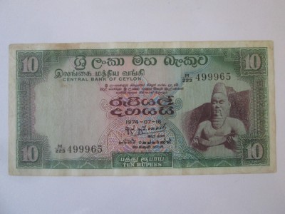 Ceylon 10 Rupees 1974 foto