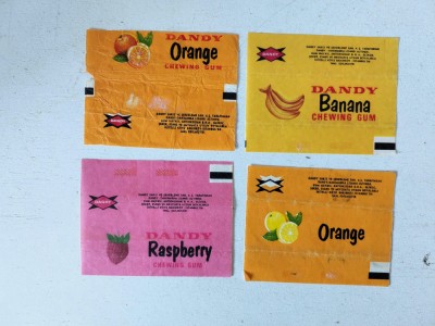 Lot 4 buc - Ambalaj guma de mestecat, DANDY Chewing Gum, anii 80 foto