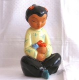 BIBELOU CERAMICA GLAZURATA CHINEZOAICA CU FLORI 22 CM