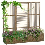 Outsunny Suport pentru plante cu treiis, coș rectangular inferior din rășină &icirc;mpletită și oțel dim. 103L x 29l x 103&Icirc; cm | Aosom Romania