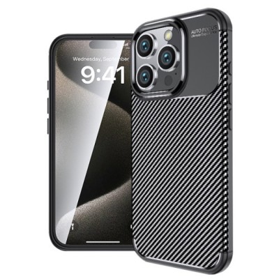 Husa pentru iPhone 16 Pro - Techsuit CarbonFiber - Black foto