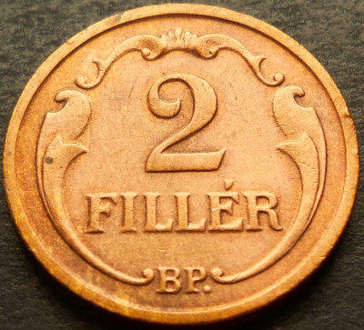 Moneda istorica 2 FILLER - UNGARIA, anul 1935 * cod 2991 B foto