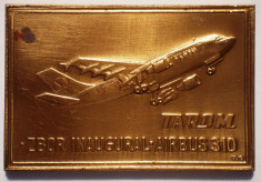 5.218 PLACHETA AVIATIE TAROM ZBOR INAUGURAL AIRBUS 310 (1992) 61/41mm foto