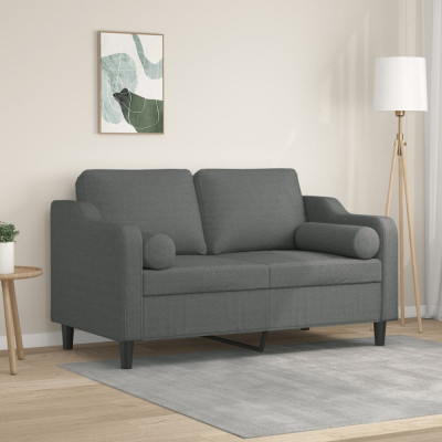vidaXL Canapea cu 2 locuri cu pernuțe, gri &amp;icirc;nchis, 120 cm, textil 3200838 foto