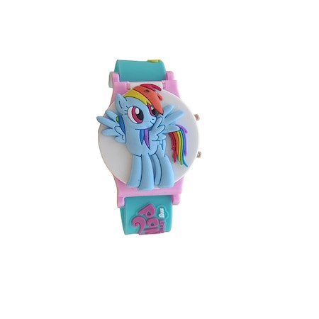 Ceas copii Hello Kitty, Model 3D, Plastic/Cauciuc, Multicolor, 22 x 3,8 cm