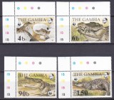 DB1 Fauna Africana Gambia 1984 WWF Crocodili 4 v. MNH, Nestampilat