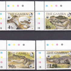 DB1 Fauna Africana Gambia 1984 WWF Crocodili 4 v. MNH