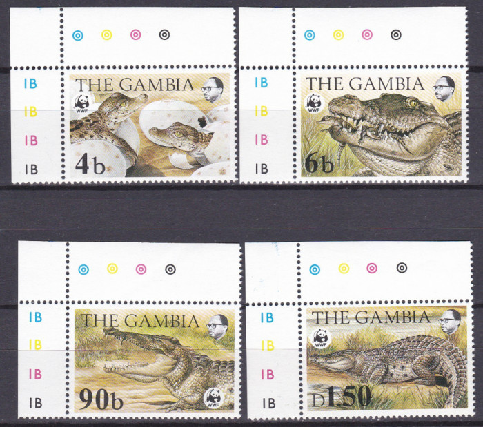 DB1 Fauna Africana Gambia 1984 WWF Crocodili 4 v. MNH