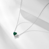 Cumpara ieftin LantiE or din Argint 925 cu Doua Inimi Zirconiu Verde Smarald , , zTwin Hearts,