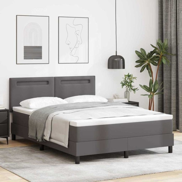 Cadru de Pat cu Saltea Gri 140 x 200 cm Piele artificială