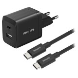 Incarcator retea dual GaN USB-A + USB-C QC Power Delivery 45W PHILIPS DLP5321NB/12