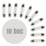 Bec Auto C5W 11x35mm 12V 5W Carguard, Set 10 Bucati, Lumini Auto, Interior, Exterior, Alb