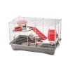 Cusca Hamsteri MPS Flat VIP Chrome Grey 58x32x38cm, Accesorii Incluse (Roata, Cuib), Usor de Curatat, Baza Plastic, Plasa Metalica