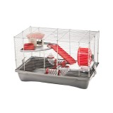 Cusca Hamsteri MPS Flat VIP Chrome Grey, 58x32x38cm, Accesorizata - Roata, Cuib, Gri