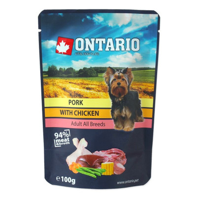 ONTARIO DOG pungă de porc cu pui &amp;icirc;n supă 100 g foto