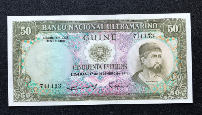 Guine 50 escudos 1971 UNC Nuno Tristao