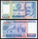 PERU █ bancnota █ 500000 500,000 Intis █ 1989 █ P-147r █ Z █ UNC █ necirculata