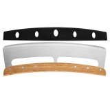 Taietor feliator de pizza, flippy, din otel inoxidabil, cu capac, maner din lemn, antialunecare, lama neteda si ascutita, 34x10 cm, maro