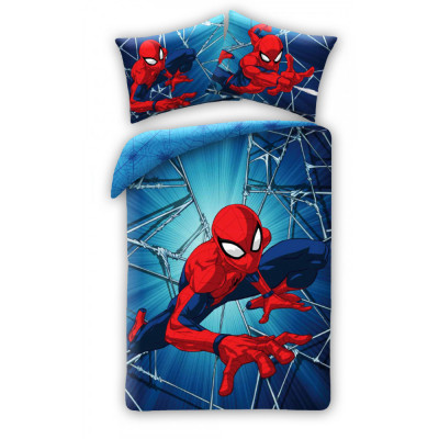Lenjerie de pat Spiderman Dynamic, 2 Fete. 2 Piese, 140A 200 cm, 70A 90 cm, 100% Bumbac, Clasa I foto