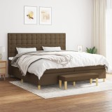VidaXL Pat box spring cu saltea, maro &icirc;nchis, 200x200 cm, textil