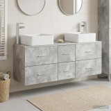Cumpara ieftin Set dulap baie 3 buc. Gri Beton 129 x 41 x 80 cm Lemn prelucrat