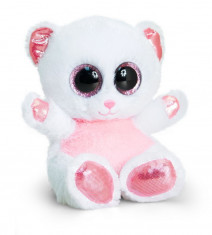 Jucarie de plus Ursulet Animotsu alb cu roz, 15 cm foto