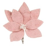 Floare Decorativă de Crăciun din Blană Artificială Roz Nude cu Clips, CMCLASS
