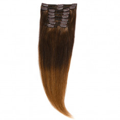 Clip-On Par Natural Volum 50cm 180gr Ombre Castaniu/Saten Natural #T2/7 foto