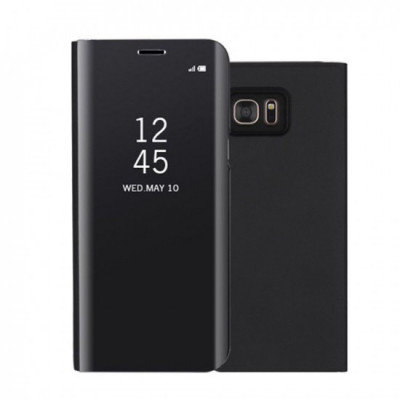 Husa Samsung Galaxy A6 Plus 2018 Flip Cover Oglinda Negru foto