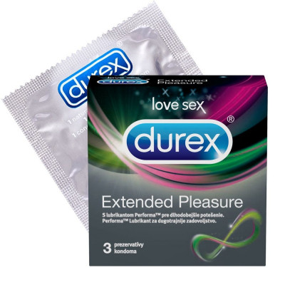 Prezervative DUREX Extended Pleasure 3 Buc, Prezervative din Latex, Prezervative Fara Aroma, Prezervative Transparente, Prezervative Lubrifiate, Preze foto